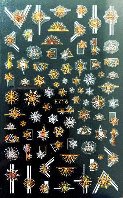 Gold Silver White Snowflakes 3D Nail Stickers Iridescent Self Adhesive Transfer Decals Manicures Art Decoration Slider  Nails Decals Sticker Hot Sexy Girl Tip Back Glue Decal Cool Lollipop Self Adhesive Acrylic Tips Tool Decoration Stevvex