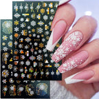 Gold Silver White Snowflakes 3D Nail Stickers Iridescent Self Adhesive Transfer Decals Manicures Art Decoration Slider  Nails Decals Sticker Hot Sexy Girl Tip Back Glue Decal Cool Lollipop Self Adhesive Acrylic Tips Tool Decoration Stevvex