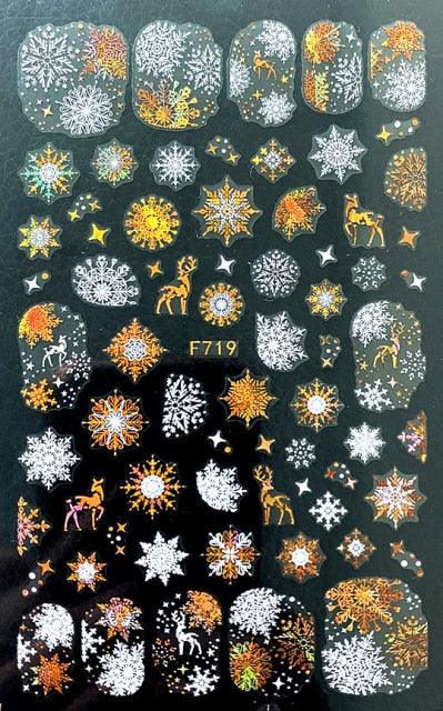 Gold Silver White Snowflakes 3D Nail Stickers Iridescent Self Adhesive Transfer Decals Manicures Art Decoration Slider  Nails Decals Sticker Hot Sexy Girl Tip Back Glue Decal Cool Lollipop Self Adhesive Acrylic Tips Tool Decoration Stevvex