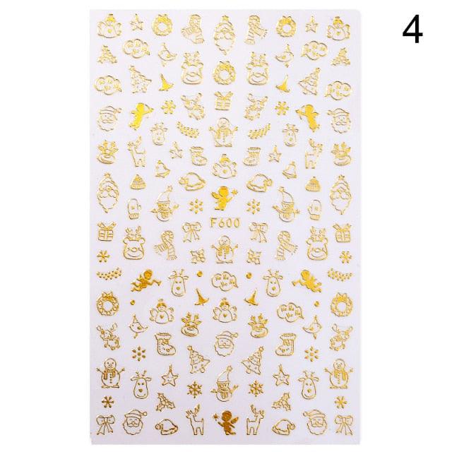 Gold Silver White Snowflakes 3D Nail Stickers Iridescent Self Adhesive Transfer Decals Manicures Art Decoration Slider  Nails Decals Sticker Hot Sexy Girl Tip Back Glue Decal Cool Lollipop Self Adhesive Acrylic Tips Tool Decoration Stevvex