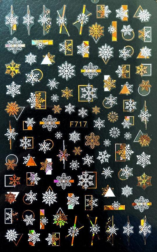 Gold Silver White Snowflakes 3D Nail Stickers Iridescent Self Adhesive Transfer Decals Manicures Art Decoration Slider  Nails Decals Sticker Hot Sexy Girl Tip Back Glue Decal Cool Lollipop Self Adhesive Acrylic Tips Tool Decoration Stevvex
