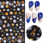 Gold Silver White Snowflakes 3D Nail Stickers Iridescent Self Adhesive Transfer Decals Manicures Art Decoration Slider  Nails Decals Sticker Hot Sexy Girl Tip Back Glue Decal Cool Lollipop Self Adhesive Acrylic Tips Tool Decoration Stevvex