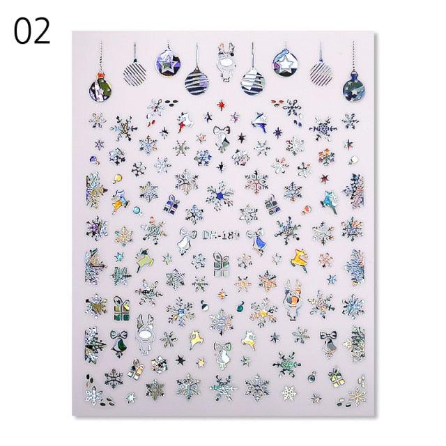Gold Silver White Snowflakes 3D Nail Stickers Iridescent Self Adhesive Transfer Decals Manicures Art Decoration Slider  Nails Decals Sticker Hot Sexy Girl Tip Back Glue Decal Cool Lollipop Self Adhesive Acrylic Tips Tool Decoration Stevvex