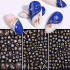 Gold Silver White Snowflakes 3D Nail Stickers Iridescent Self Adhesive Transfer Decals Manicures Art Decoration Slider  Nails Decals Sticker Hot Sexy Girl Tip Back Glue Decal Cool Lollipop Self Adhesive Acrylic Tips Tool Decoration Stevvex