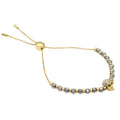 Gold Skull Beaded Bracelet With Crystal Pave Accent