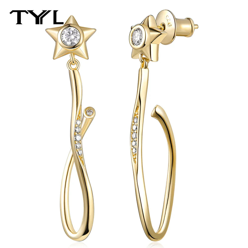 Moissanite VVS1 Drop Earrings 18K Gold Plated 925 Sterling Round Pear Square BandsCo Straps