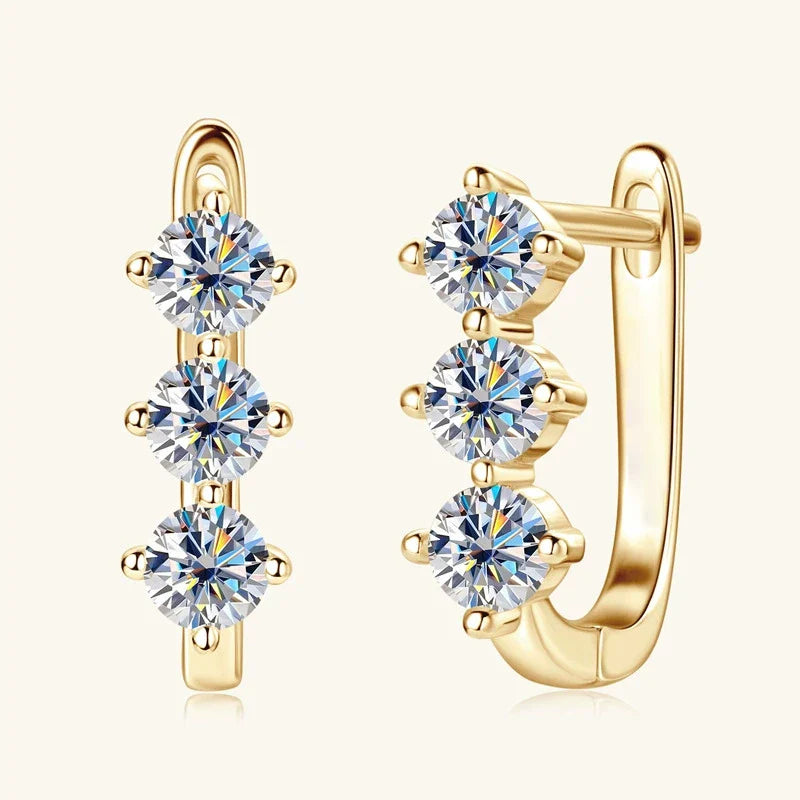 Sterling Silver 925 0.6ct Moissanite Stud Earrings Unisex Classic Retro BandsCo Straps