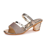 Gold Women Sandals Summer Open Toe High Heels Low Heel Shoes Ankle Strap High Women Sandals Women's Open Toe Fashion Ankle Strap Low Heel Dress Party Luxury Sandals Stevvex