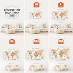 3D Wooden World Map Gold Enjoy The Wood