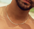 14K Gold Plated Figaro Link Chain 20 Inch Necklace 3MM Jewelry For Men and Women. Cadena de Oro Laminado Collar Para Hombre Mujer Jewelry And Perfumes