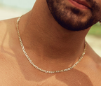 14K Gold Plated Figaro Link Chain 20 Inch Necklace 3MM Jewelry For Men and Women. Cadena de Oro Laminado Collar Para Hombre Mujer Jewelry And Perfumes