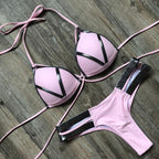 Golden Bikini Set Padded Women Swimsuit Push Up Swimwear Summer Beachwear Bathing Suit Women's Push Up Two Piece Bikini Swimsuits Elegant Lace Up Bathing Suits