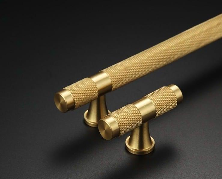 Golden Brass Knurled Textured Simple Kitchen Cabinet handle And Handles Drawer Pulls Bedroom Door Knobs  Cupboard Bathroom Door Handles Brushed Brass Pulls For Cabinets Stevvex