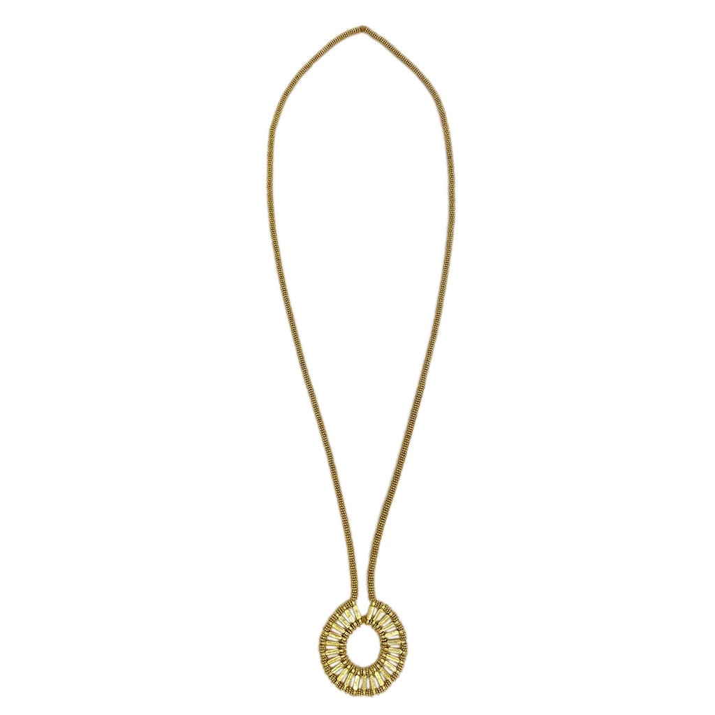 Golden Halo Necklace Handmade Metal Bead Cotton Thread Boho Indian Pendant BandsCo Straps