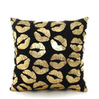 Golden Love Leaves Bronzing Cushion Decorative Pillow Black And Gold Pillow Cover Home Pillowcases Velvet Home Decor Sofa Pillows Cover 45x45CM