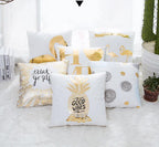 Golden Love Leaves Bronzing Cushion Decorative Pillow Black And Gold Pillow Cover Home Pillowcases Velvet Home Decor Sofa Pillows Cover 45x45CM