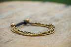 Golden Triple Strand Boho Brass Bracelet Adjustable