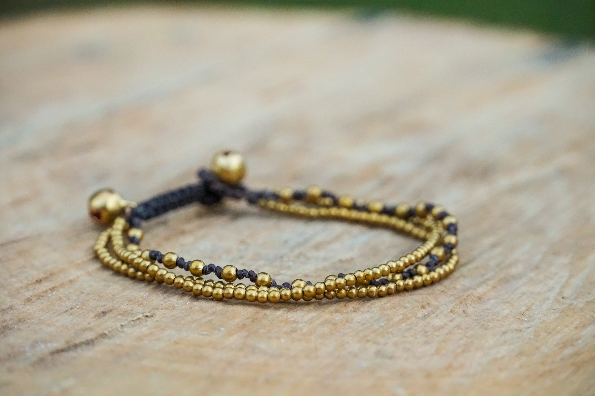 Golden Triple Strand Boho Brass Bracelet Adjustable