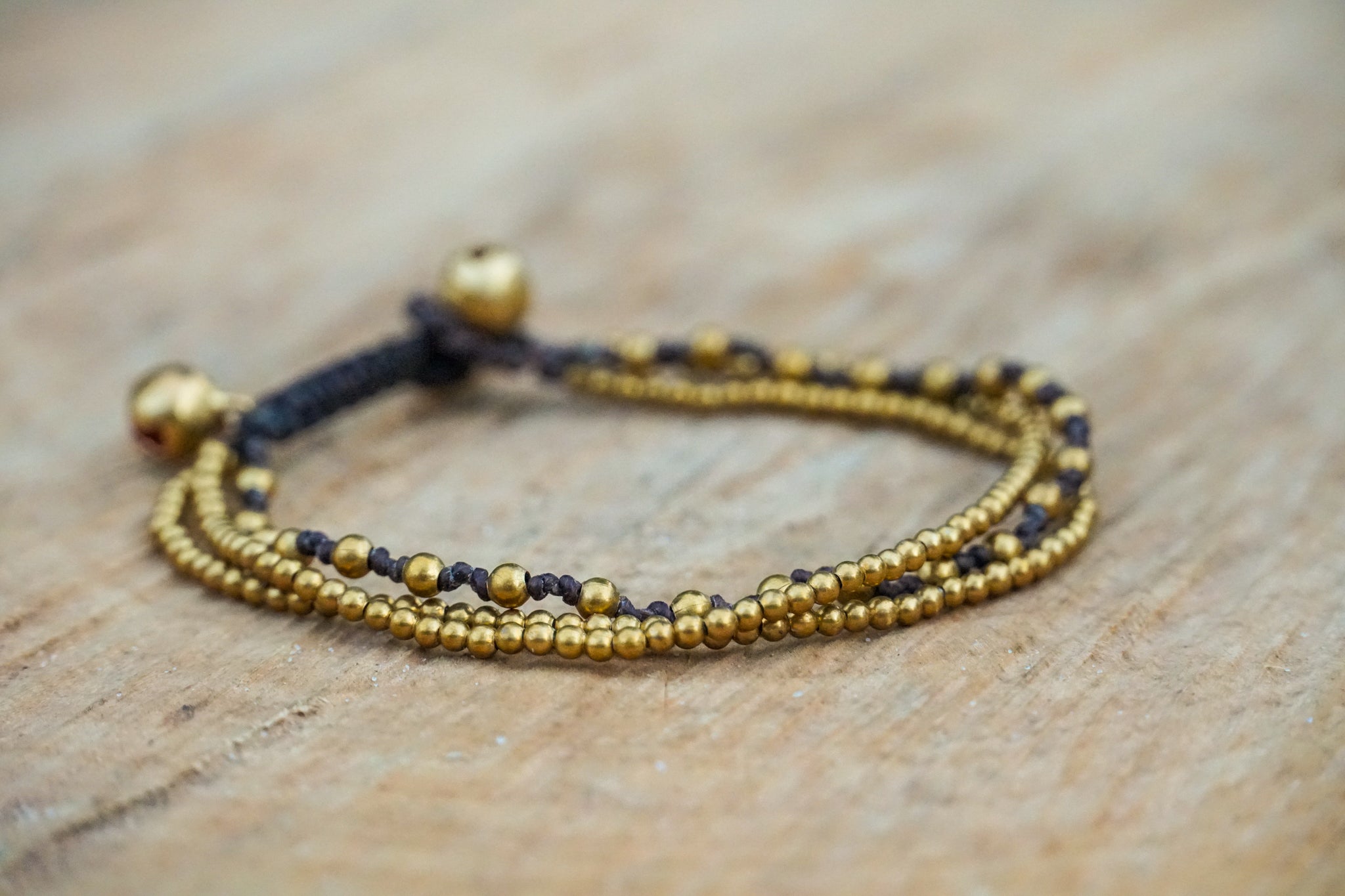 Golden Triple Strand Boho Brass Bracelet Adjustable