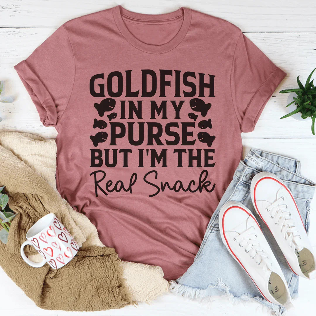 Goldfish In My Purse But I'm The Real Snack Tee Peachy Sunday