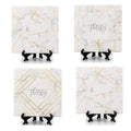 Golden Geometric Ceramic Coaster 4 Inch Cork Back Modern Thirsty Coaster Single Or Set BandsCo Straps