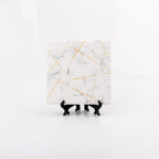 Golden Geometric Ceramic Coaster 4 Inch Cork Back Modern Thirsty Coaster Single Or Set BandsCo Straps