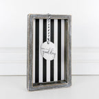 Farmhouse Modern Wooden Tray Black White Striped Decorative Serving Tray 10 x 6 x 1.5 Inch BandsCo Straps