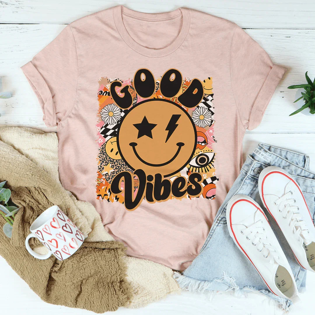 Good Vibes Tee Peachy Sunday