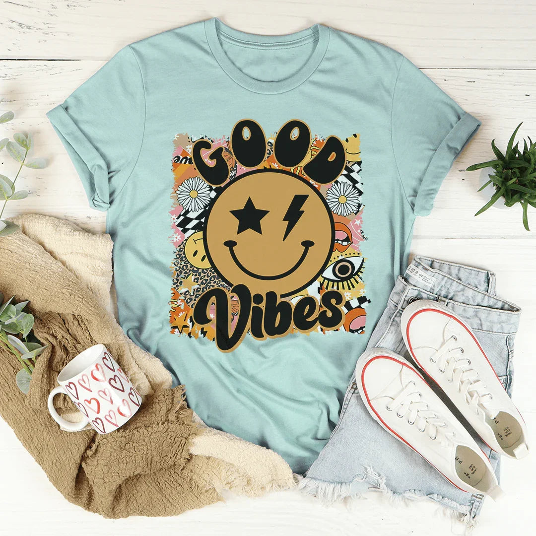 Good Vibes Tee Peachy Sunday