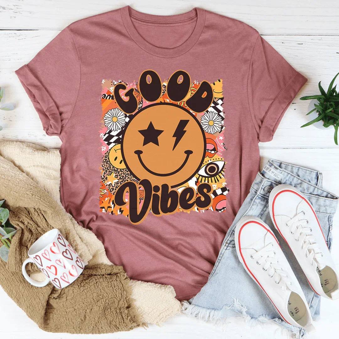 Good Vibes Tee Peachy Sunday