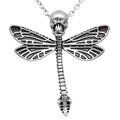 Gothic Dragonfly Skull Necklace Sterling Silver Pendant