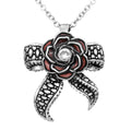 Gothic Rose Necklace With Tentacle Bow Pendant Silver