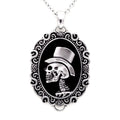 Gothic Skull Cameo Necklace Silver Victorian Pendant