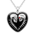 Gothic Skull Heart Necklace Sterling Silver Pendant