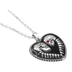 Gothic Skull Heart Necklace Sterling Silver Pendant