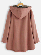 Solid Color Button Hooded Jacket and Plaid Jacket