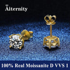 GRA Certified 100% Moissanite Earrings 925 Sterling Silver Studs For Women BandsCo Straps