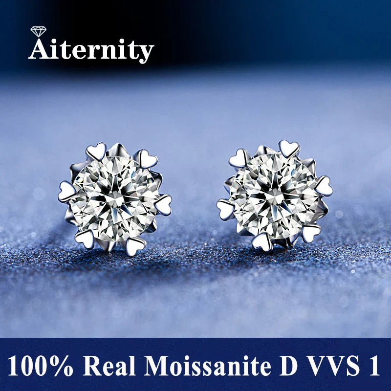 GRA Certified 100% Moissanite Earrings 925 Sterling Silver Studs For Women BandsCo Straps