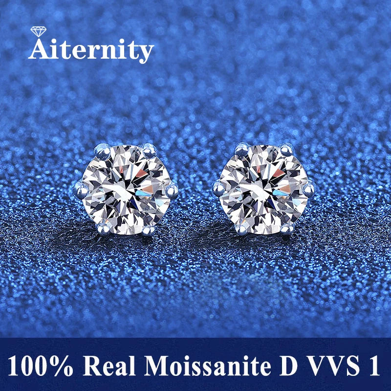 GRA Certified 100% Moissanite Earrings 925 Sterling Silver Studs For Women BandsCo Straps