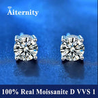 GRA Certified 100% Moissanite Earrings 925 Sterling Silver Studs For Women BandsCo Straps