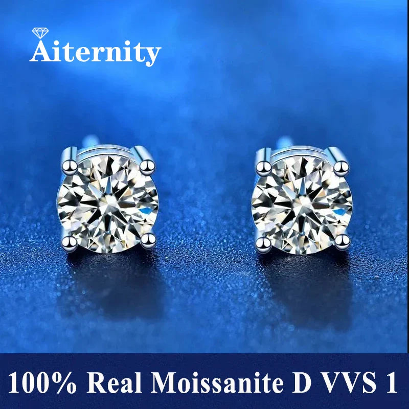 GRA Certified 100% Moissanite Earrings 925 Sterling Silver Studs For Women BandsCo Straps