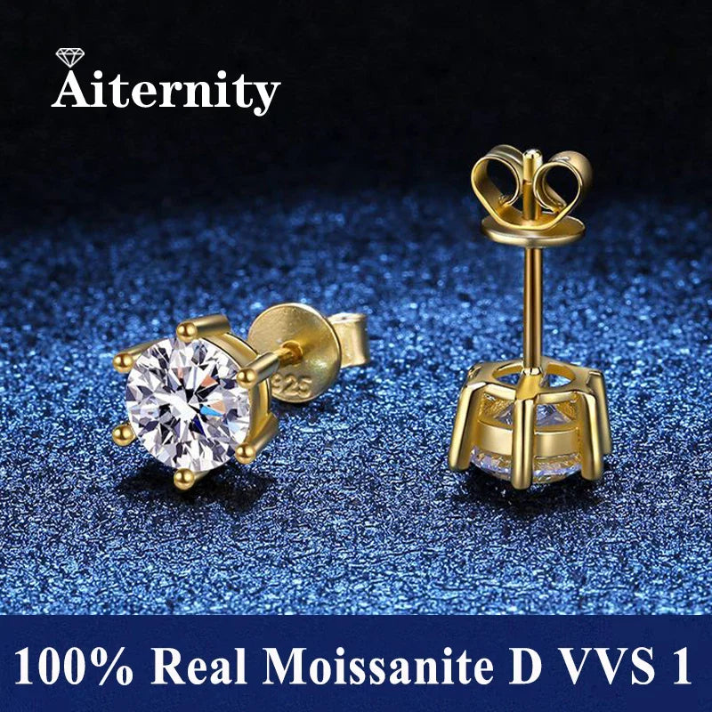 GRA Certified 100% Moissanite Earrings 925 Sterling Silver Studs For Women BandsCo Straps