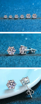 GRA Certified 100% Moissanite Earrings 925 Sterling Silver Studs For Women BandsCo Straps