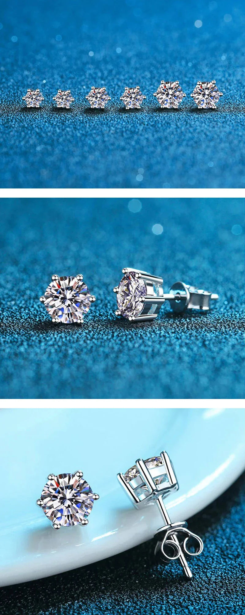 GRA Certified 100% Moissanite Earrings 925 Sterling Silver Studs For Women BandsCo Straps
