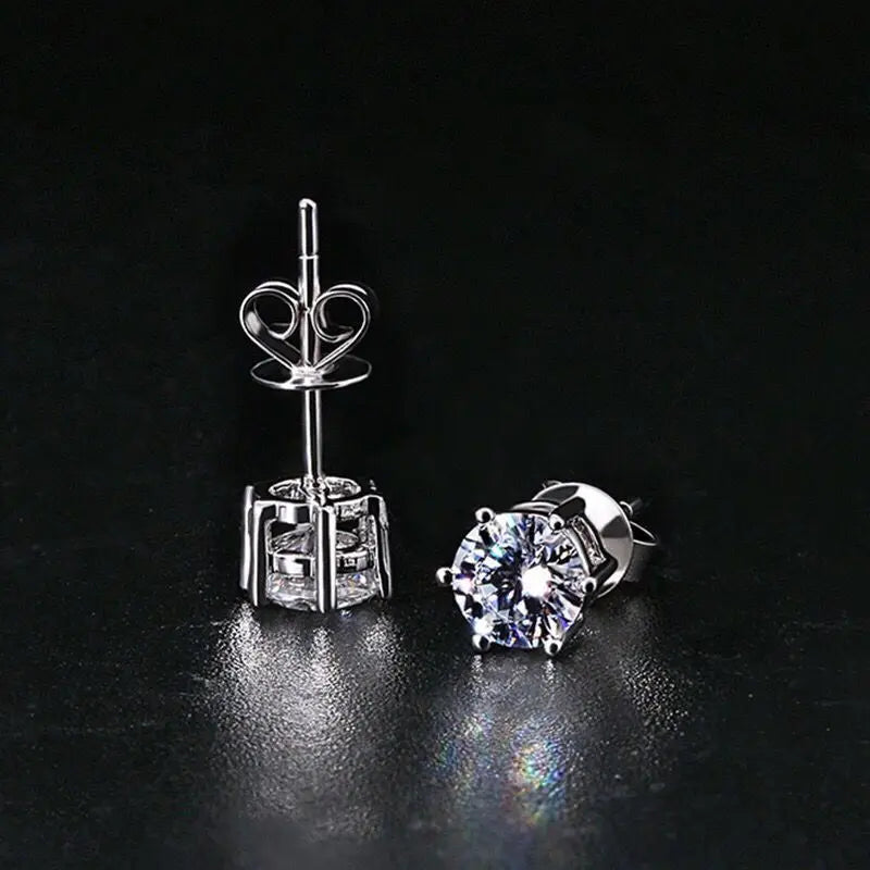 GRA Certified 100% Moissanite Earrings 925 Sterling Silver Studs For Women BandsCo Straps