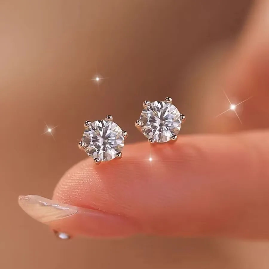 GRA Certified 100% Moissanite Earrings 925 Sterling Silver Studs For Women BandsCo Straps