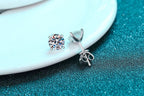 GRA GIA Certified Moissanite Stud Earrings 0.2-2CT VVS1 4-Claw Sterling S925 BandsCo Straps