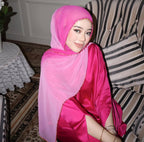 Gradient Colour Pearl Chiffon Beaded Chain Hijab (MH137)