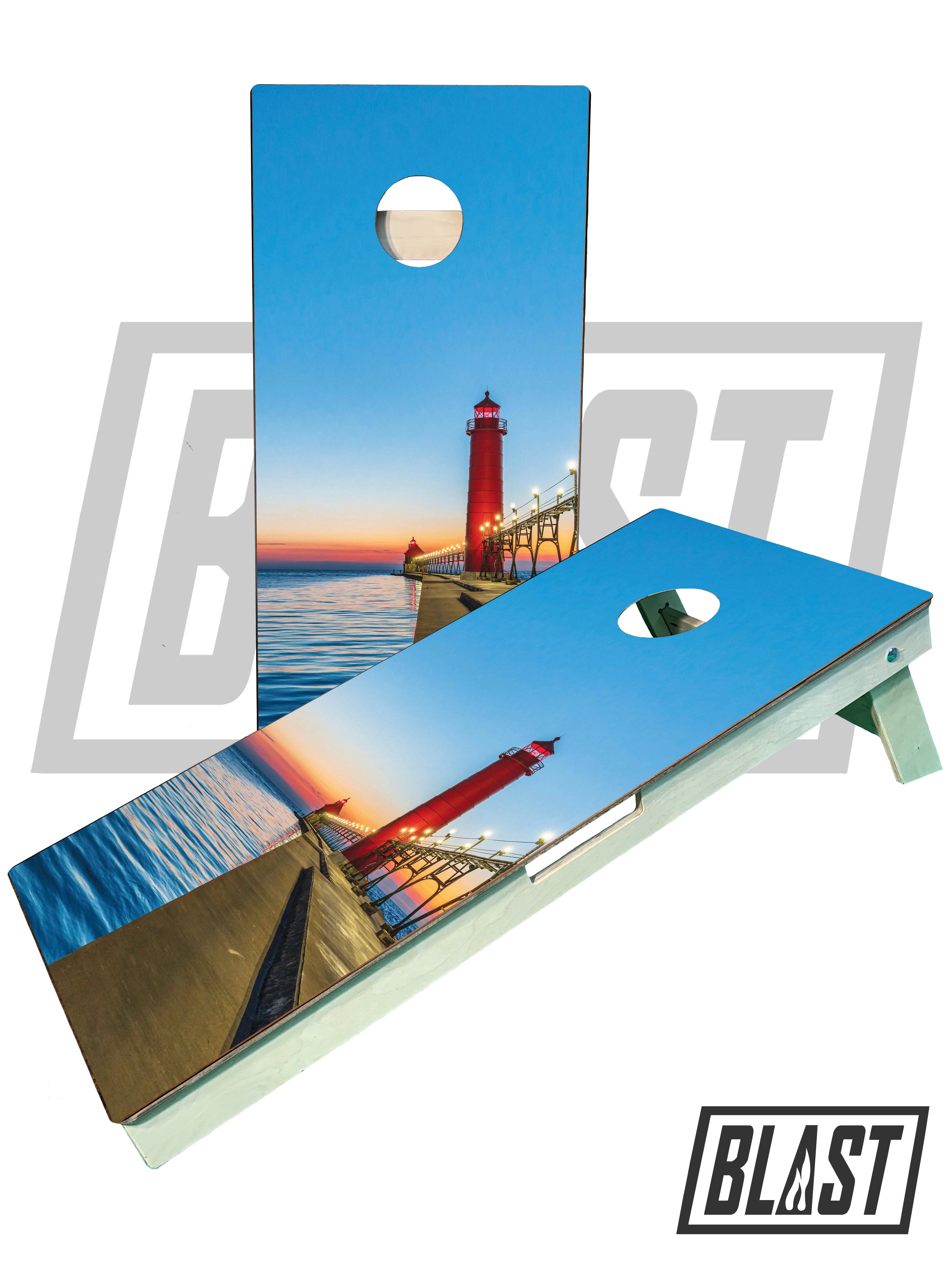 Grand Haven Michigan Lighthouse Cornhole Boards - SJB-DIAMOND ELITES