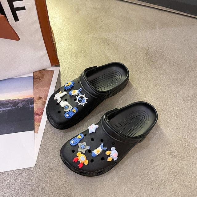 Gray Cute Summer Sandals Women Beach Sandals Non Slip Comfortable Lightweight Outdoor Sandals Woman Light Weight Quick Drying Slip-On Garden Clog Shoes Rubber Slipper Stevvex